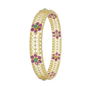 Bangle With Precious Ruby & Emerald Stone